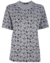 Женская серая футболка с круглым вырезом с принтом от Markus Lupfer