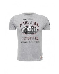 Мужская серая футболка с круглым вырезом с принтом от Marshall Original