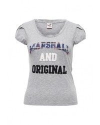 Женская серая футболка с круглым вырезом с принтом от Marshall Original