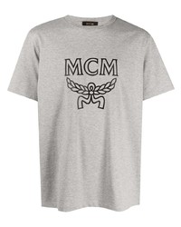 Мужская серая футболка с круглым вырезом с принтом от MCM