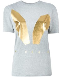 Женская серая футболка с круглым вырезом с принтом от McQ by Alexander McQueen