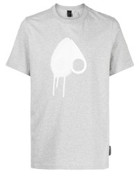 Мужская серая футболка с круглым вырезом с принтом от Moose Knuckles