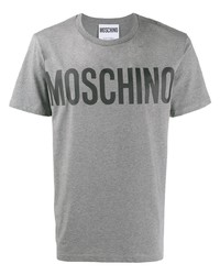 Мужская серая футболка с круглым вырезом с принтом от Moschino