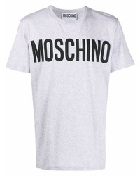 Мужская серая футболка с круглым вырезом с принтом от Moschino