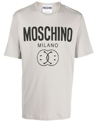 Мужская серая футболка с круглым вырезом с принтом от Moschino