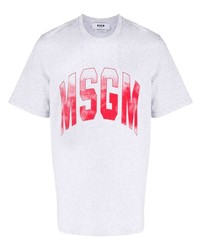 Мужская серая футболка с круглым вырезом с принтом от MSGM
