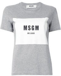 Женская серая футболка с круглым вырезом с принтом от MSGM