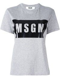 Женская серая футболка с круглым вырезом с принтом от MSGM