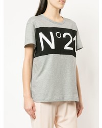 Женская серая футболка с круглым вырезом с принтом от N°21