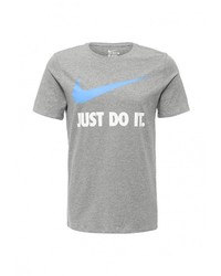 Мужская серая футболка с круглым вырезом с принтом от Nike