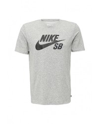 Мужская серая футболка с круглым вырезом с принтом от Nike