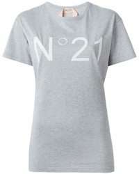 Женская серая футболка с круглым вырезом с принтом от No.21