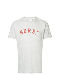 Мужская серая футболка с круглым вырезом с принтом от Norse Projects