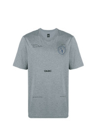 Мужская серая футболка с круглым вырезом с принтом от Oamc