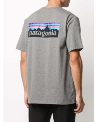 Мужская серая футболка с круглым вырезом с принтом от Patagonia