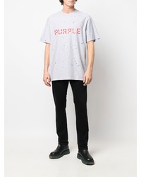Мужская серая футболка с круглым вырезом с принтом от purple brand