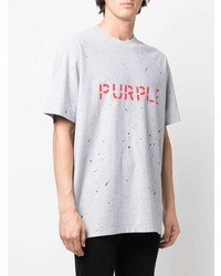 Мужская серая футболка с круглым вырезом с принтом от purple brand