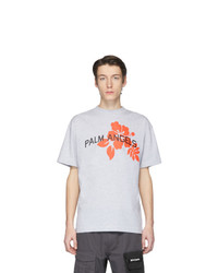 Мужская серая футболка с круглым вырезом с принтом от Palm Angels