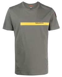 Мужская серая футболка с круглым вырезом с принтом от Parajumpers