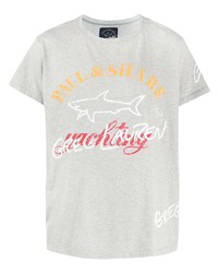 Мужская серая футболка с круглым вырезом с принтом от Paul & Shark