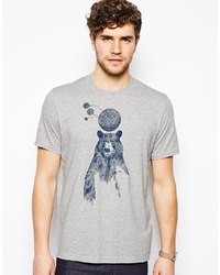 Мужская серая футболка с круглым вырезом с принтом от Paul Smith