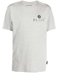 Мужская серая футболка с круглым вырезом с принтом от Philipp Plein
