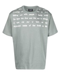 Мужская серая футболка с круглым вырезом с принтом от Pleasures