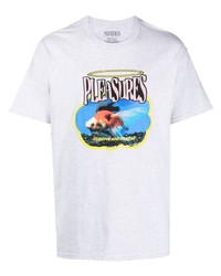 Мужская серая футболка с круглым вырезом с принтом от Pleasures