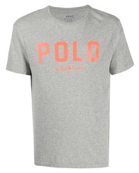 Мужская серая футболка с круглым вырезом с принтом от Polo Ralph Lauren