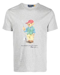 Мужская серая футболка с круглым вырезом с принтом от Polo Ralph Lauren