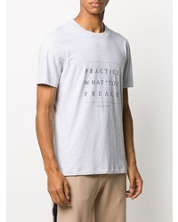 Мужская серая футболка с круглым вырезом с принтом от Brunello Cucinelli