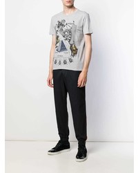 Мужская серая футболка с круглым вырезом с принтом от Etro