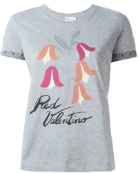 Женская серая футболка с круглым вырезом с принтом от RED Valentino