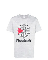 Мужская серая футболка с круглым вырезом с принтом от Reebok