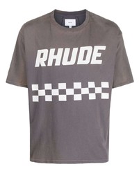 Мужская серая футболка с круглым вырезом с принтом от Rhude