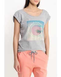 Женская серая футболка с круглым вырезом с принтом от Roxy