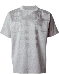 Мужская серая футболка с круглым вырезом с принтом от Sacai
