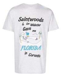 Мужская серая футболка с круглым вырезом с принтом от Saintwoods