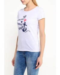 Женская серая футболка с круглым вырезом с принтом от Sela