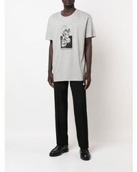 Мужская серая футболка с круглым вырезом с принтом от Alexander McQueen