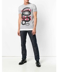 Мужская серая футболка с круглым вырезом с принтом от DSQUARED2