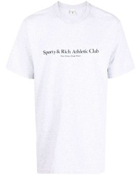 Мужская серая футболка с круглым вырезом с принтом от Sporty & Rich