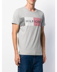Мужская серая футболка с круглым вырезом с принтом от Tommy Hilfiger