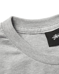 Мужская серая футболка с круглым вырезом с принтом от Stussy