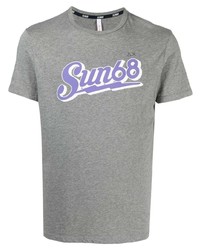 Мужская серая футболка с круглым вырезом с принтом от Sun 68