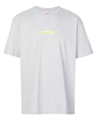 Мужская серая футболка с круглым вырезом с принтом от Supreme