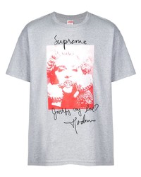 Мужская серая футболка с круглым вырезом с принтом от Supreme