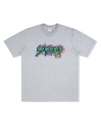 Мужская серая футболка с круглым вырезом с принтом от Supreme