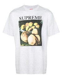 Мужская серая футболка с круглым вырезом с принтом от Supreme