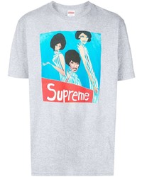 Мужская серая футболка с круглым вырезом с принтом от Supreme